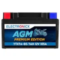 Electronicx AGM YTX7A-BS Motorradbatterie -12V 7Ah 105A – wartungsfreie, rüttelfeste, kompakte, robuste und versiegelte Starterbatterie - Ideal als Akku für Roller, Mofa, Motorrad, Quad und ATV