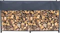Kaminholzregal Außen 200 x 25 x 115 cm Anthrazit, Garten Metall Kaminholzunterstand 0,8 m³ (1,3 SRM), Wetterfeste Stapelhilfe mit Schutzhülle Grau