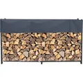 Quick-star - Metall Kaminholzregal Anthrazit 200 X 25 X 115 Cm Garten Kaminholzunterstand 0,8 M3 / 1 ,3 Srm Stapelhilfe Mit Schutzhülle Grau