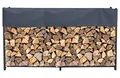 QUICK STAR Kaminholzregal Außen 200 x 25 x 115 cm Anthrazit, Garten Metall Kaminholzunterstand 0,8 m³ (1,3 SRM), Wetterfeste Stapelhilfe mit Schutzhülle Grau