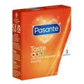 Pasante Taste, bunte Kondome mit Geschmack - Kondome für Oralverkehr (Blaubeere, Erdbeere, Minze), 1 x 3 Stück