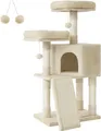 FEANDREA Kratzbaum, 115cm,vollständig mit Sisal umwickelte Säule beige