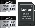 Lexar Silver Plus Micro SD Karte 64GB 2-Pack, Bis zu 205 MB/s - 4K UHD microSDXC
