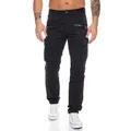 Cipo & Baxx Cargohose Herren Cargo Jeans Hose im modernen Design Schicke Nahtverzierungen schwarz 34