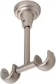 MDEKOR Deckenträger 2-läufig Chrom Matt Deckenhalter TYP R mit Metallmontageplatte für Gardinenstange 19 mm Abstand kürzbar