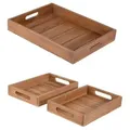 Meinposten Dekotablett Tablett Serviertablett Holz Teak braun Holztablett Dekotablett (1 St), Teakholz, unbehandelt braun 39 cm x 5.5 cm x 29 cm