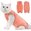 Avont Katzenbody nach OP Erholungsanzug Kleidung Modal Recovery Kastration Spay Entwöhnung Leckschutz Suit für Katze, Bauchwunden oder Hautkrankheiten-L-Koralle