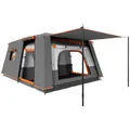 Outsunny Campingzelt für 4-6 Personen leicht, stabil wasserdicht Tunnelzelt mit Vordach Bodenplane Seitentür Fenster Packtasche Familienzelt Zelt für Camping Reise Garten