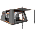 Outsunny Tunnelzelt mit Vordach, Bodenplane, Seitentür, Fenster, Packtasche, Personen: 6 (Campingzelt für 4-6 Personen, 1 tlg., wasserabweisend Familienzelt), für Camping Reise Garten
