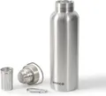 wenco Trinkflasche Edelstahl 0,75l / 750ml isoliert und auslaufsicher für kalte und heiße Getränke auch als Thermoskanne verwendbar – mit Teesieb – BPA frei – silber