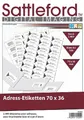 Sattleford Adressetiketten: 2400 Adress-Etiketten 70x36 mm Universal für Laser/Inkjet (Klebepapier, Selbstklebende Etiketten, Kleber)