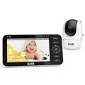 GHB Babyphone mit Kamera 5 Zoll 720P HD Display mit bis zu 168h Akkulaufzeit im VOX Schlafmodus Split-Screen-Anzeige Nachtsicht 4X Zoom Schwenkbar