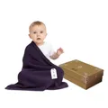 Little Dedi Temperatur-regulierende Strickdecke aus Bio-Baumwolle, GOTS-Zertifiziert, 80x100 cm. Weinbeere – Ideal als Kuscheldecke und in eleganter Geschenkbox für Babys, Atmungsaktiv