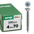 SPAX Universalschraube, 4,5 x 70 mm, 500 Stück, T-STAR plus, Senkkopf, Vollgewinde, 4CUT, WIROX A3J, 1191010450705