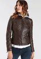 Lederjacke "NOLA", mit Kapuze, Two-in-One Style - mit abnehmbarer Jersey-Kapuze, Gr. XXXL/46, dunkelbraun
