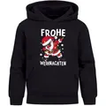 MoonWorks Hoodie Kinder Hoodie Weihnachtspullover Jungen Mädchen Dabbing Santa schwarz 128