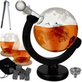 MALATEC Dekanter Whisky-Set Globus Whisky-Karaffe Whisky-Gläser Stein-Eiswürfel 850 ml, (12-tlg)