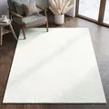 VIMODA Teppich Wohnzimmer Teppich Schlafzimmer, Flur, küche Kurzflor Boho Design Unifarbe Hoch-Tief-Effekt Modern 3D Weich,Farbe:Creme;Maße:80x150 cm