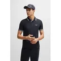 BOSS GREEN Poloshirt Paddy atmungsaktive Piqué-Webstruktur, Flachstrickkragen, gerader Schnitt blau XL (52)