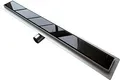 BERNSTEIN® Duschrinne 70cm für Duschkabine mit Glaseinsatz Schwarz Komplettset, Doppelseitiger Bodenablauf mit integriertem Siphon, Flache Edelstahl-Ablaufrinne GL01 für Badezimmer