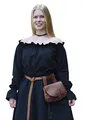 Battle-Merchant Mittelalter Langarm Carmenbluse aus Baumwolle für Damen | schulterfreie langärmlige Boho Bluse S-XXL | Halloween Karneval Kostüm (Schwarz, XXL)