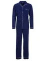 Henry Terre Herren Pyjama Diamant Muster Langarm Schlafanzug Baumwolle durchgeknöpft, Farbe:Navy, Größe:XL
