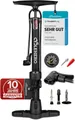 CYCLEHERO Standpumpe Fahrradpumpe alle Ventile Test SEHR GUT + 10 Jahre GARANTIE Leistungss, Klappmechanismus, Doppelpumpenkopf, Integriertes Manometer