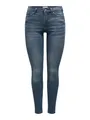 ONLY Damen Skinny Fit Jeans | Normal Waist Denim Stretch Hose | Bleached Used Design ONLWAUW, Farben:Dunkelblau, Größe:M / 30L