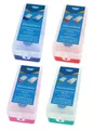 4x Lernbox / Karteikasten / DIN A8 / je 1x blau, rot, grün, pink