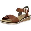 Rieker Sandalette Keilsandale, Sommerschuh, Urlaubsschuh mit Klettriemchen braun 41 EU