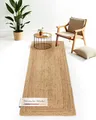 carpetfine Juteteppich Nele Läufer Brücke Beige handgewebt aus Jute 80x500 cm | Moderner Naturfaserteppich im Boho Style für Küche, Flur und Brücke