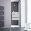 Drehtür 90x192 Cm Für Nische – 5 Mm Esg Dekor Depoli, Fixil-beschichtung, Alu-natur, Beidseitig Montierbar, Serie Alexa Style 2.0 - Schulte