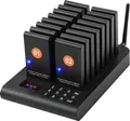 VEVOR Restaurant-Pager-System, kabelloses Warteschlangensignal mit 500 m Reichweite, Piepser zur Rufannahme von Gästen mit Vibration und Blinken, 16 Pager für Imbisswagen, Kirche