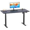 VCM my office Lona elektrisch höhenverstellbarer Schreibtisch anthrazit rechteckig, T-Fuß-Gestell schwarz 160,0 x 80,0 cm
