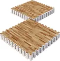 GORILLA SPORTS® Schutzmatten Set - 16 Matten, 60x60x1,2 cm, rutschfeste, EVA Schaumstoff, 5,76 m², Holzoptik - Bodenschutzmatten Fitness, Bodenmatte, Puzzlematten, Unterlegmatte, Trainingsmatten