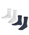 FALKE Unisex Kinder Socken Happy Double Pack K So Baumwolle einfarbig 2 Paar, Mehrfarbig Blue White 0040, 39-42