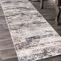 Mazovia Teppich Läufer Flur - Modern Teppichläufer – Kurzflor, Weich - für Vorzimmer Eingangsbereich Schlafzimmer Küche Korridor - Abstrakt Muster - 60 cm Breite Grau Beige 2 60 x 225 cm