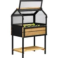 dobar® Großes Hochbeet mit Frühbeet-Aufsatz - Anzuchtbeet aus Kiefernholz Gr. L - Gemüsebeet Kräuterbeet - 76 x 48 x 118 cm - Anthrazit Natur