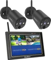 SecuFirst 2K Überwachungskamera Aussen mit Innen Monitor,7" Sensorbildschirm NVR + 2X Outdoor Kamera Überwachung Babyphone Arbeiten ohne WLAN,AI Beweg