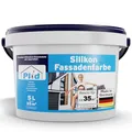 Plid® Silikon Fassadenfarbe Weiss Aussen matt 5L - für Beton, Mauerwerk, Kellerwand, Fassade & Sockel - Wandfarbe Weiß 5l - Aussenfarbe Weiss wetterfest - Außenwandfarbe - Aussenfarbe Fassade