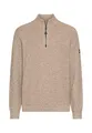 camel active Herren Strick-Troyer mit melierter Struktur Hafer, Menswear-XL