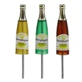 Floristik24 Stecker Sektflaschen Silvesterdeko Braun Grün Gelb 7,5cm L28,5cm 10er Set, 10 Stück