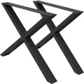ECD Germany 2x Tischbeine X-Design X-Form 60x72 cm Schwarz Stahl Industriedesign