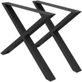 Ecd Germany - 2x Tischbeine X-design X-form, 60 X 72 Cm, Schwarz, Pulverbeschichtete Stahl, Industriedesign, Metall Tischkufen Tischuntergestell Tischgestell Möbelfüße, Für Esstisch Schreibtisch