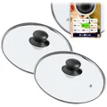 KADAX 2er Set Glasdeckel, Topfdeckel Ø22 cm, hitzebeständig, mit Griff, für Töpfe und Pfannen, universell passend