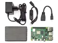 Raspberry Pi 4 Modell B 4GB RAM Komplettset mit Full Armor Aluminiumgehäuse Titanium grau, Micro HDMI Adapterkabel, USB-C Schalterkabel und offiziellem 5,1V 3A Netzteil EU