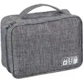 Relaxdays Kabeltasche Stoff Grau mit Trennwänden 25 cm x 20 cm x 11 cm