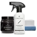 CREVIVE Lederreiniger 250 ml & Leder Reparatur Set Dunkelbraun 300 ml - Lederpflege Auto - Lederreparatur Sofa - Autositz Reparatur