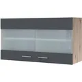 Flex-Well Exclusiv Küchen-Glas-Oberschrank Morena 100cm Basaltgr.-San Remo Eiche