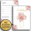 10 Einladungskarten zweiseitig mit Umschlag Kreuz Taufe Kommunion Konfirmation